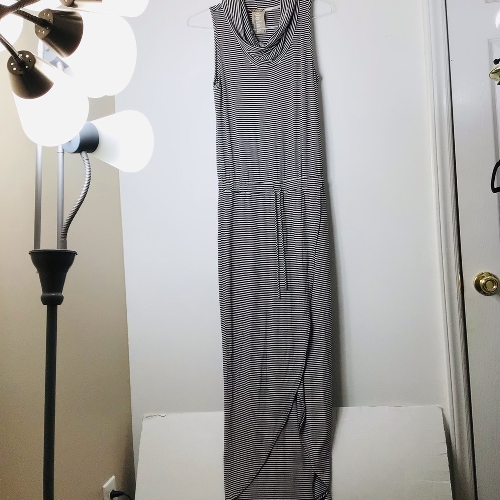 Dolan Left Coast long maxi stripe dress small cowl neck